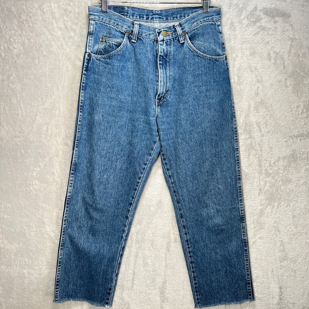 Wrangler Straight Leg Cropped‎ Raw Hem Denim Mens 31x34 Fits 31x25 Y2K Skater